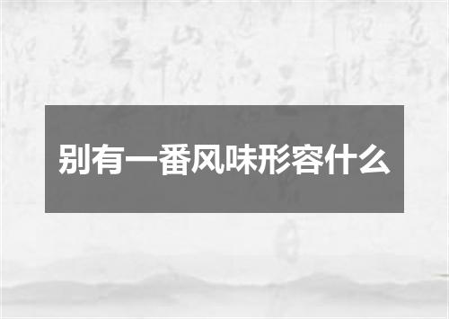 别有一番风味形容什么