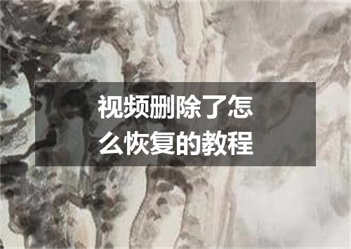 视频删除了怎么恢复的教程