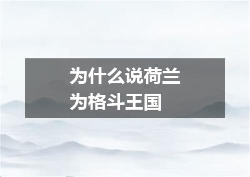 为什么说荷兰为格斗王国