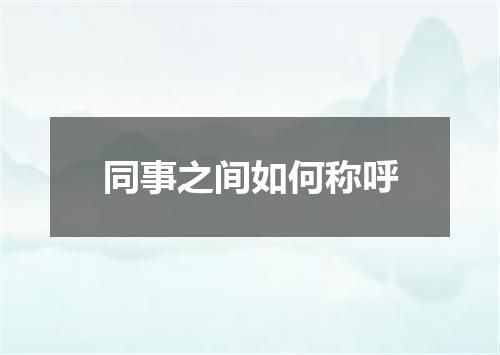 同事之间如何称呼
