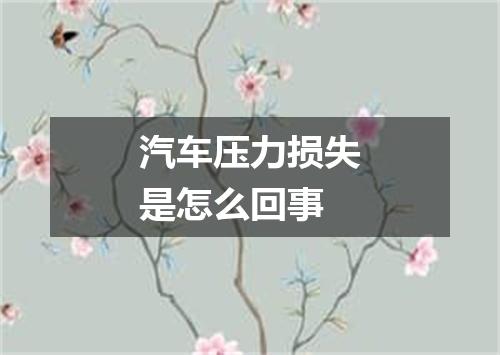 汽车压力损失是怎么回事