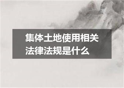 集体土地使用相关法律法规是什么