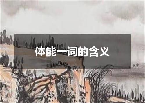 体能一词的含义