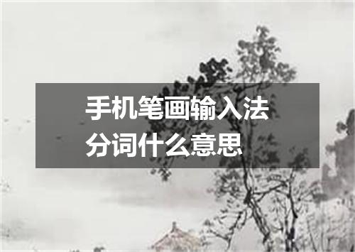 手机笔画输入法分词什么意思