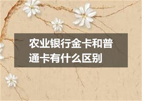 农业银行金卡和普通卡有什么区别
