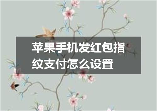苹果手机发红包指纹支付怎么设置