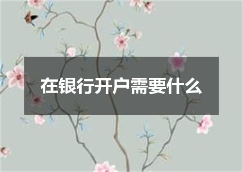 在银行开户需要什么
