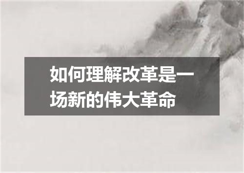 如何理解改革是一场新的伟大革命