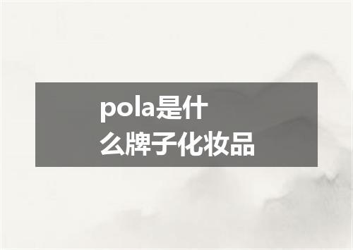 pola是什么牌子化妆品