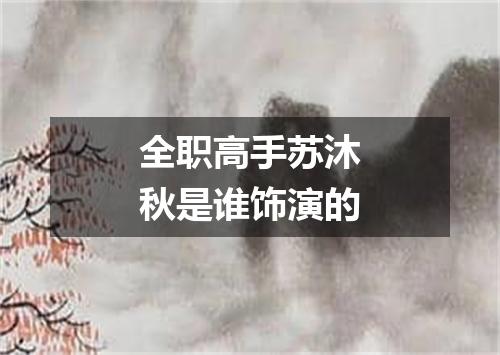 全职高手苏沐秋是谁饰演的