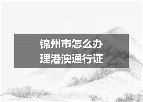 锦州市怎么办理港澳通行证