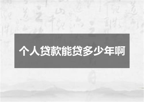 个人贷款能贷多少年啊
