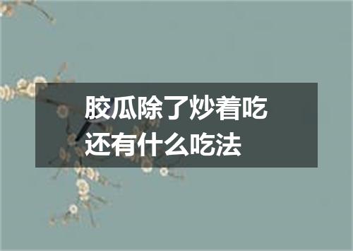 胶瓜除了炒着吃还有什么吃法