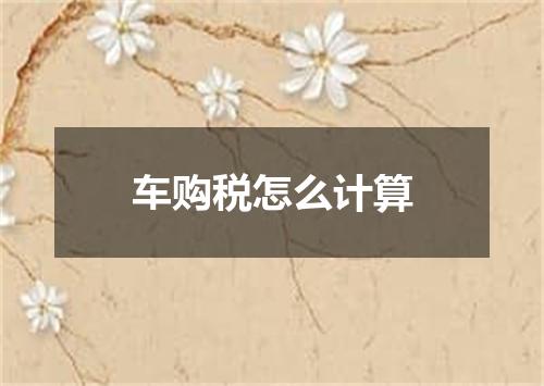 车购税怎么计算