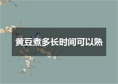 黄豆煮多长时间可以熟