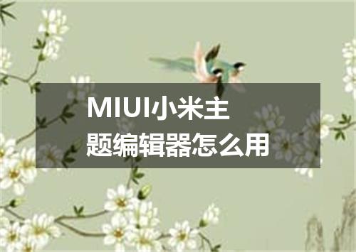 MIUI小米主题编辑器怎么用