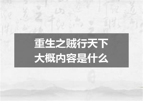 重生之贼行天下大概内容是什么