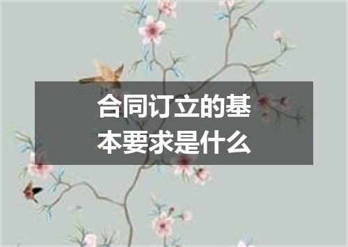 合同订立的基本要求是什么