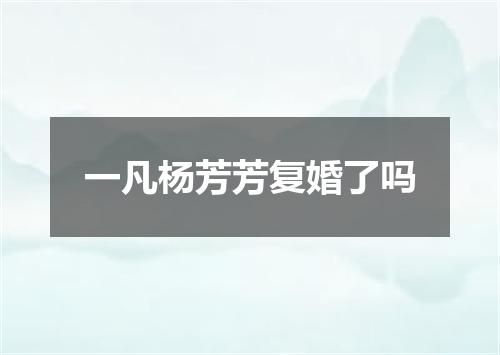一凡杨芳芳复婚了吗