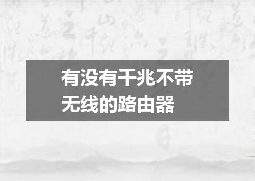 有没有千兆不带无线的路由器