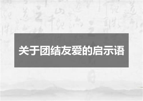关于团结友爱的启示语