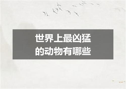 世界上最凶猛的动物有哪些