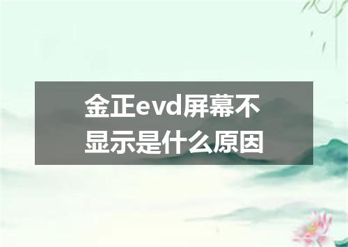 金正evd屏幕不显示是什么原因
