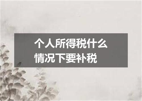个人所得税什么情况下要补税