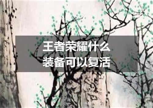 王者荣耀什么装备可以复活