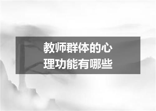教师群体的心理功能有哪些