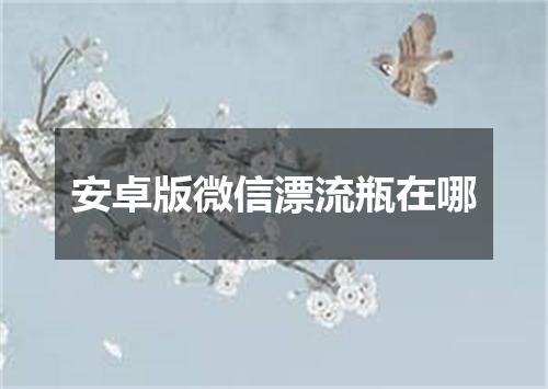 安卓版微信漂流瓶在哪