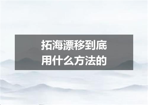 拓海漂移到底用什么方法的