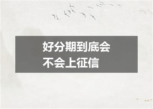 好分期到底会不会上征信