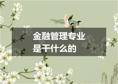 金融管理专业是干什么的