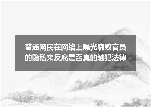 普通网民在网络上曝光腐败官员的隐私来反腐是否真的触犯法律
