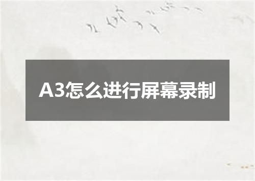 A3怎么进行屏幕录制