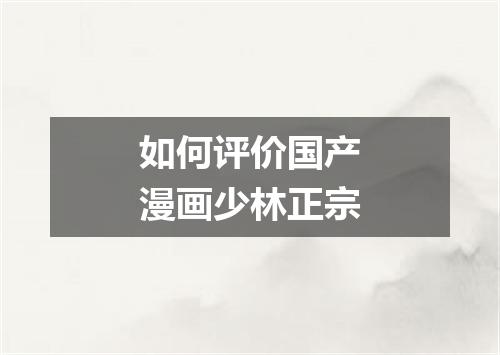 如何评价国产漫画少林正宗