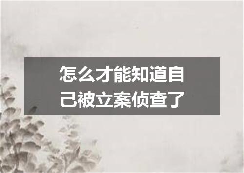 怎么才能知道自己被立案侦查了
