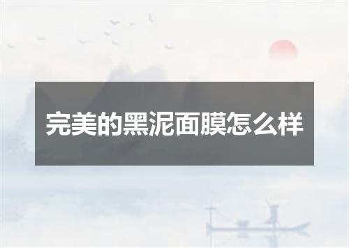 完美的黑泥面膜怎么样