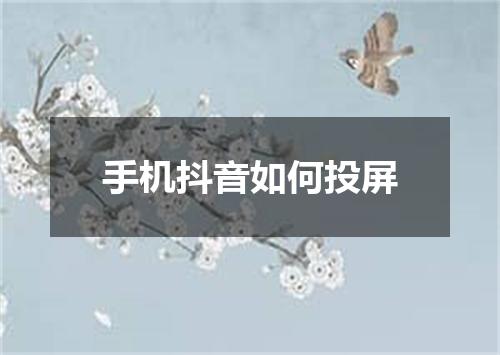手机抖音如何投屏