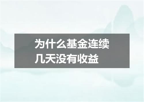为什么基金连续几天没有收益