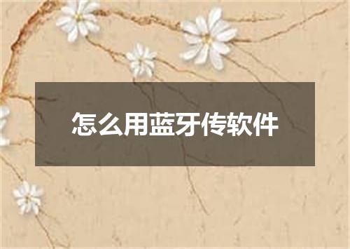 怎么用蓝牙传软件
