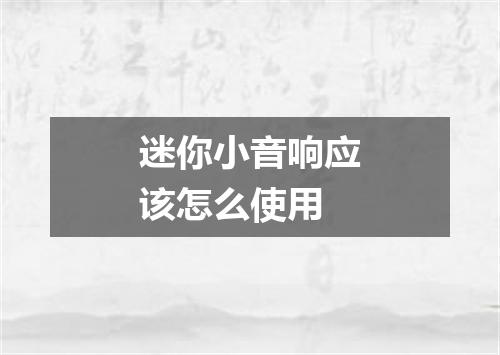 迷你小音响应该怎么使用