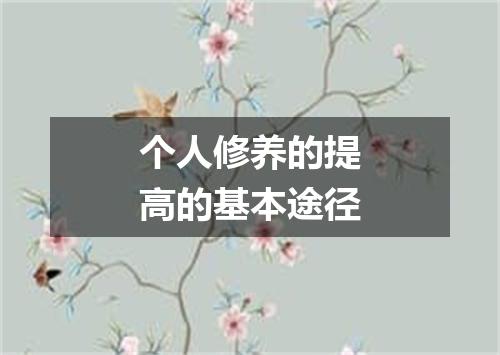 个人修养的提高的基本途径