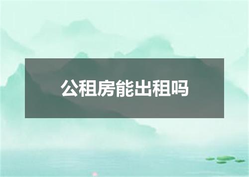 公租房能出租吗