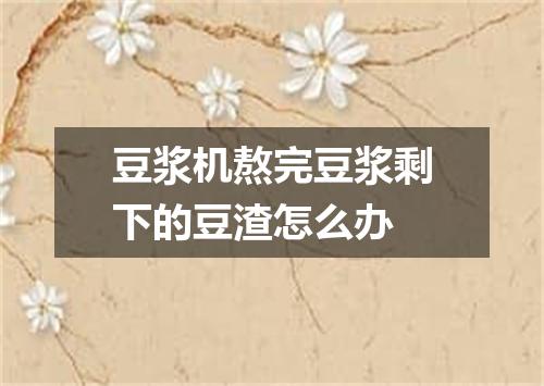 豆浆机熬完豆浆剩下的豆渣怎么办