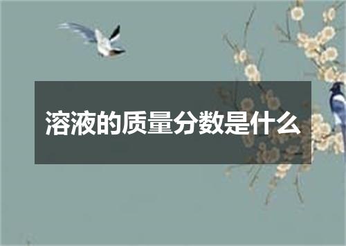 溶液的质量分数是什么