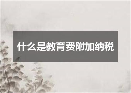 什么是教育费附加纳税