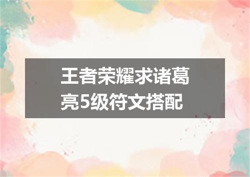 王者荣耀求诸葛亮5级符文搭配