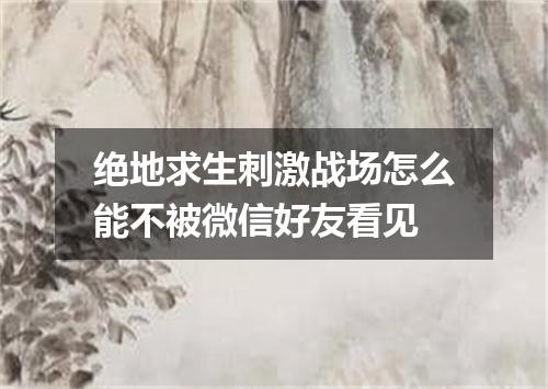 绝地求生刺激战场怎么能不被微信好友看见